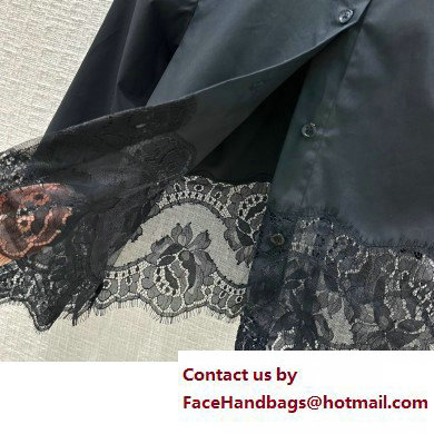 Dolce  &  Gabbana black COTTON SHIRT WITH LACE 2023